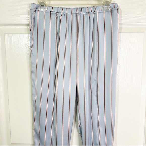 Hello Nite! Revolve Satin Pinstripe Pajama Pants Ankle Slits & Pockets Size S - Picture 3 of 6